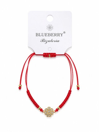 Bransoletka sznurkowa Blueberry z kwiatkiem i błyszczącymi kamieniami