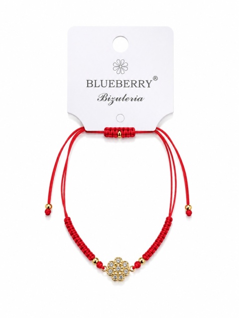 Bransoletka sznurkowa Blueberry z kwiatkiem i błyszczącymi kamieniami