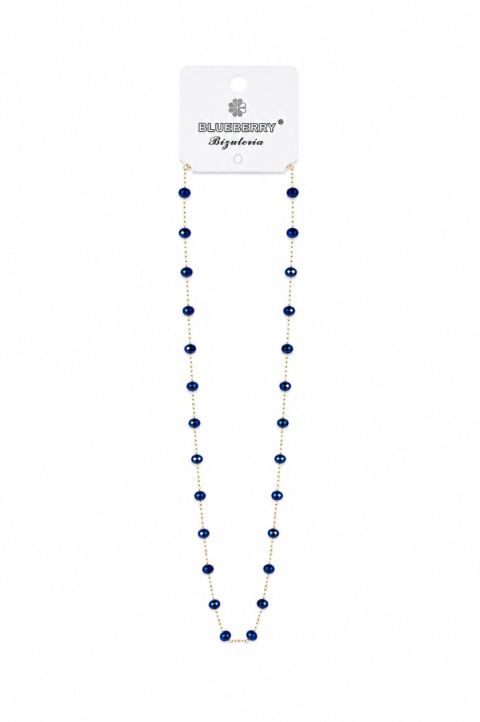 Naszyjnik stalowy pozłacany z niebieskimi kamieniami Blueberry