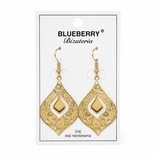 Pozłacane kolczyki Blueberry ze stali chirurgicznej 316L z ażurowym orientalnym motywem