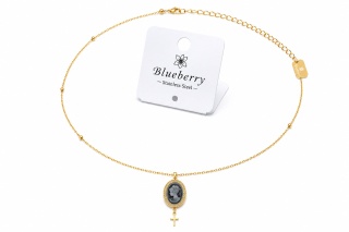 Pozłacany naszyjnik Blueberry ze stali chirurgicznej 316L z medalionem i krzyżykiem