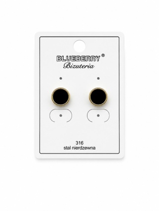 Kolczyki sztyfty Blueberry ze stali chirurgicznej 316L czarne okrągłe