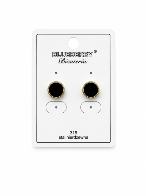 Kolczyki sztyfty Blueberry ze stali chirurgicznej 316L czarne okrągłe